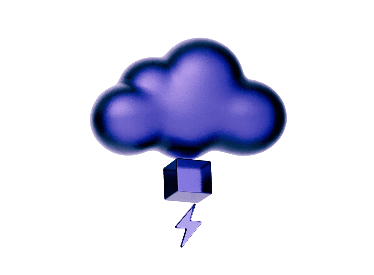 Nube de vidrio con un cubo y un rayo