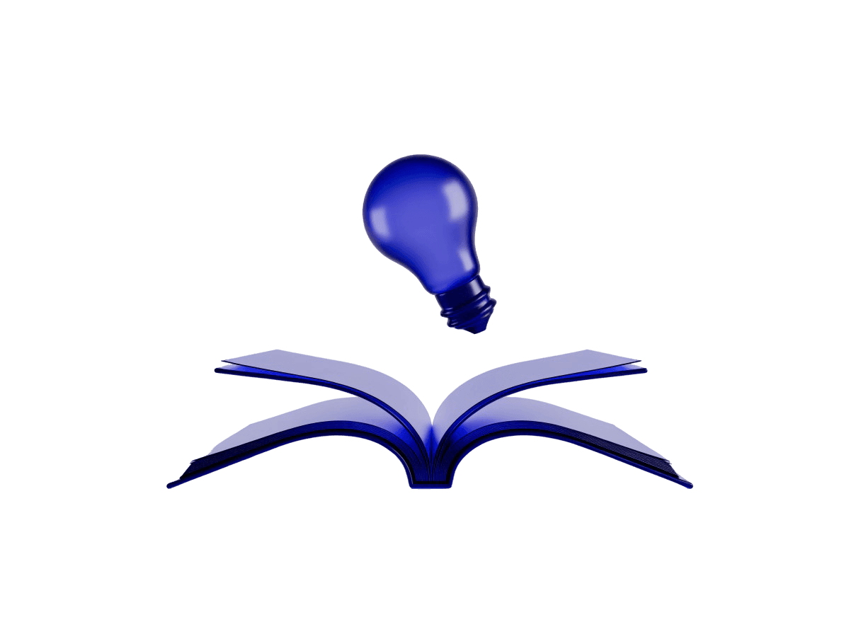 Libro abierto de vidrio con una bombilla encima